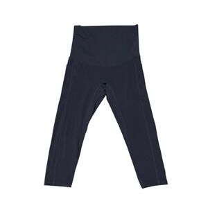 PoshDivah Women's M Medium Cropped Maternity Leggings Gray with Pockets Stretchy